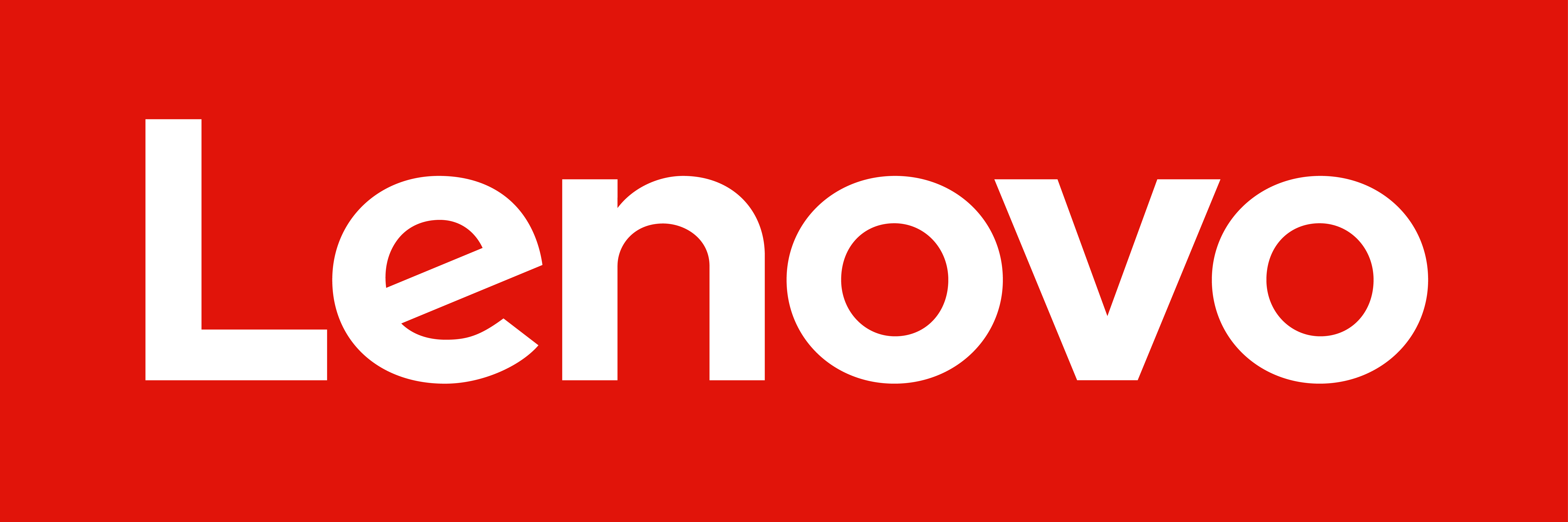 Logo Lenovo Logo von Lenovo in den Farben rot weiß. Roter Hintergrund und Marke Lenovo und weißer Schrift, horizontal.